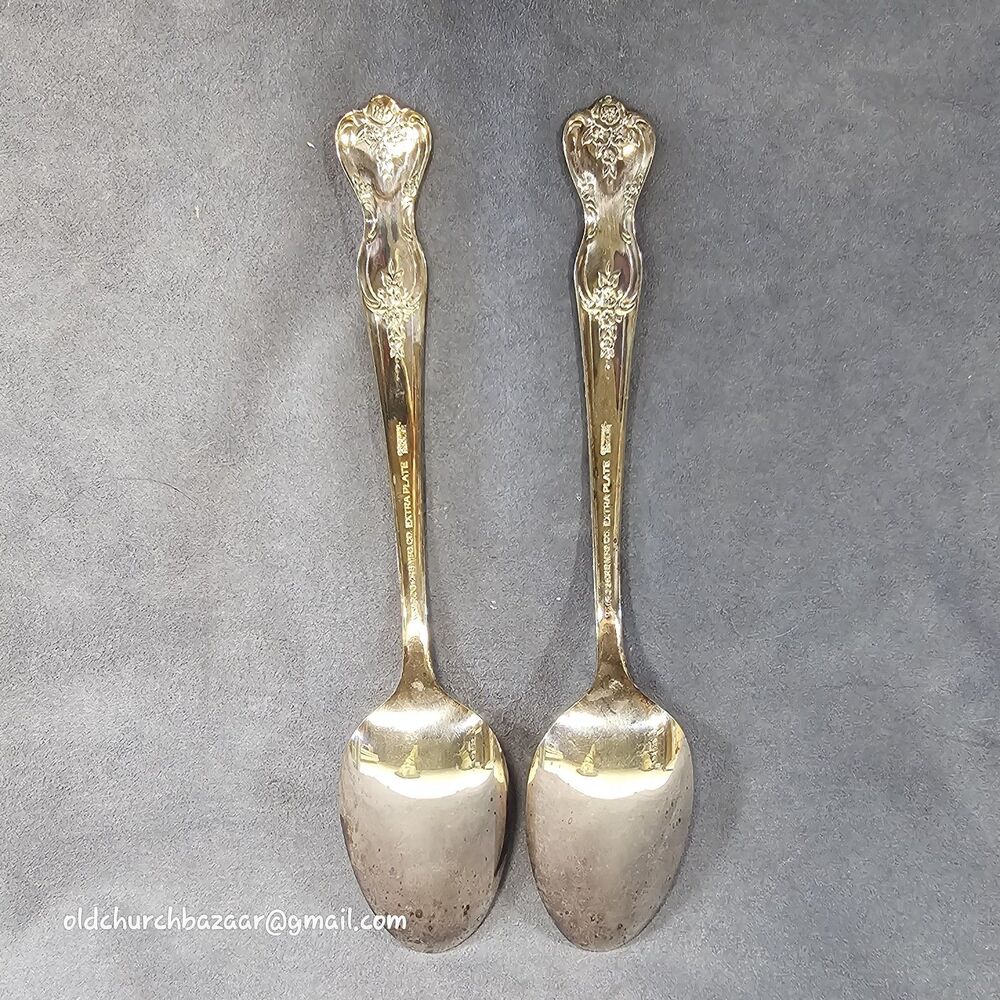 2pcs WM Rogers Extra Plate Magnolia Inspiration Lot Of 2 Serving Spoons